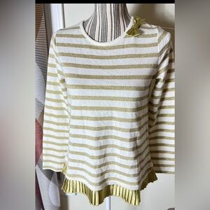 Crown & Ivy cream and gold ruffle top Kids Girls XL Metallic Holiday